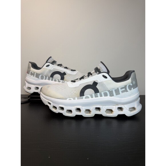 On Running Shoes - On CloudMonster Running Shoes White Black Womens Size 8.5 US Style# 61.98433